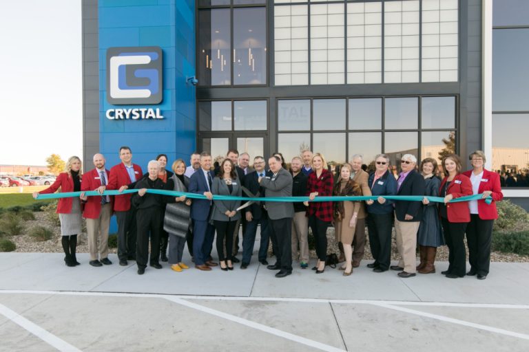 Crystal Group president, Scott Kongable, cuts the ribbon for the new state-of-the-art Headquarters.