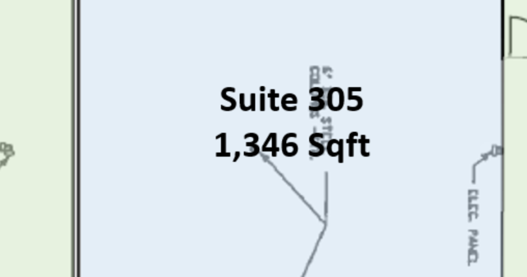 A floor plan section labeled Suite 305, 1,346 Sqft, with faint room outlines and partial labels in the background, showcases the thoughtfully designed Kubias layout.